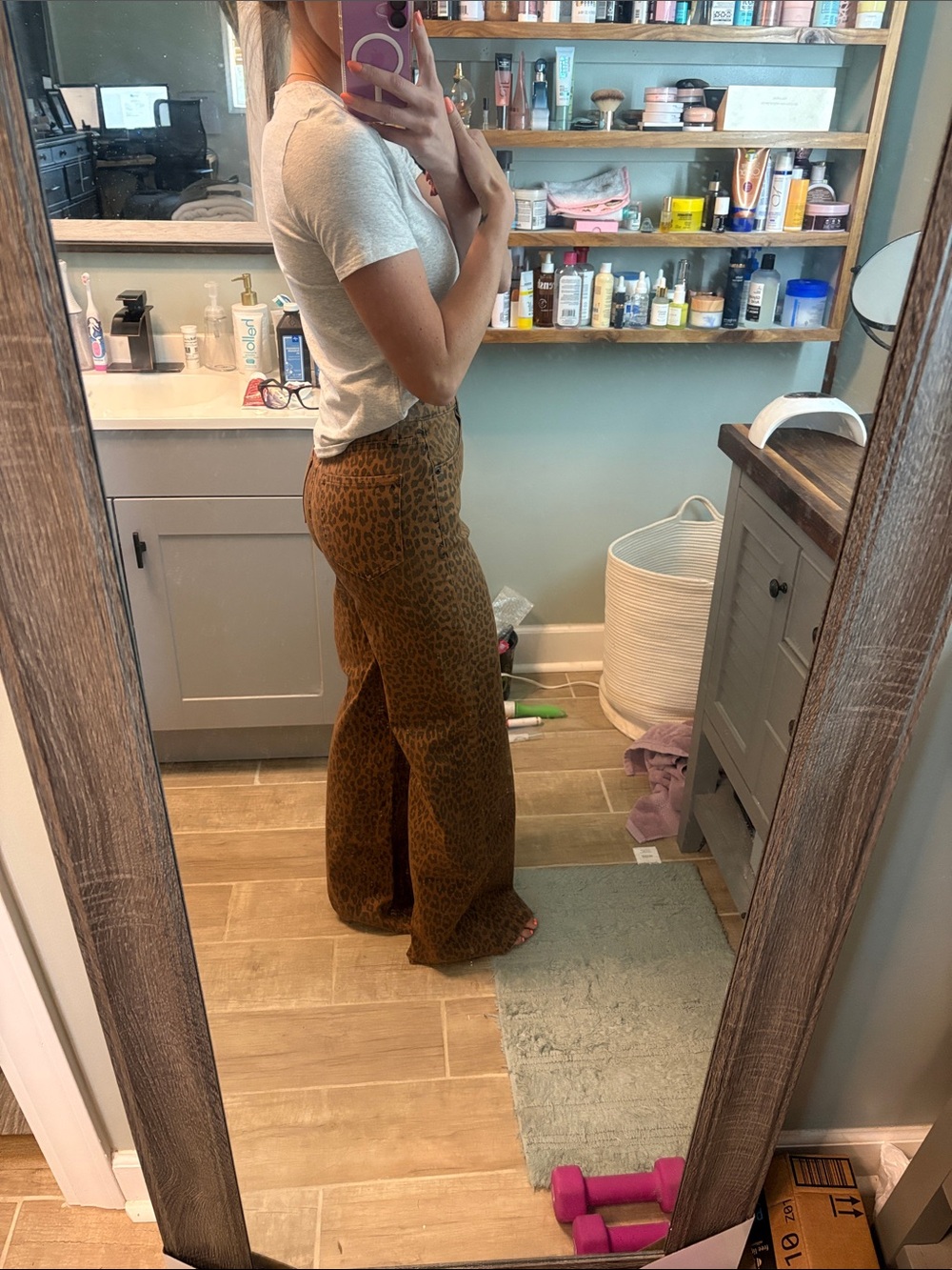 Leopard Print High-Waist Men Pants in Brown - Picture 3 of 3